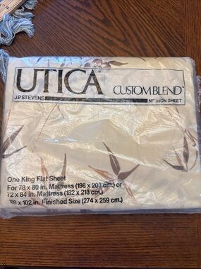 Utica Custom Blend No Iron King Flat Sheet Bangkok Bone New 108”x102